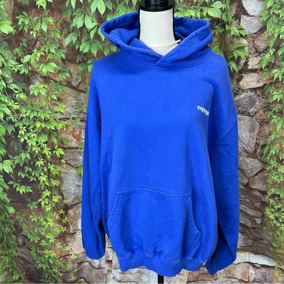 COPYRIGHT Blue Hooded Graphic Sweatshirt, M - Picture 3 of 11